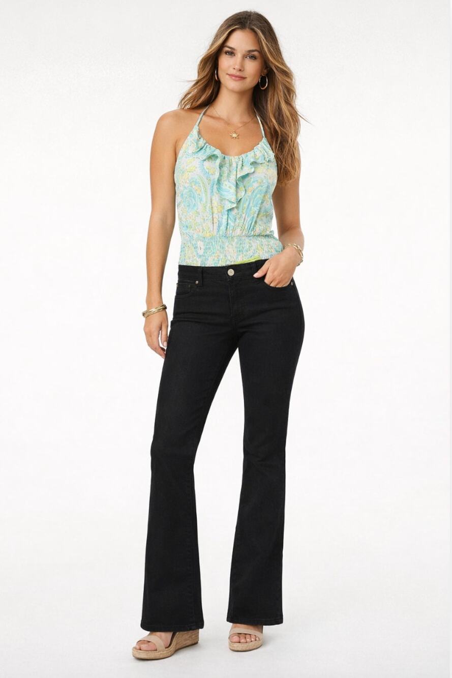 Lilly Pulitzer Babe Boot Cut Black Stretch Jeans Mid Rise Size 8